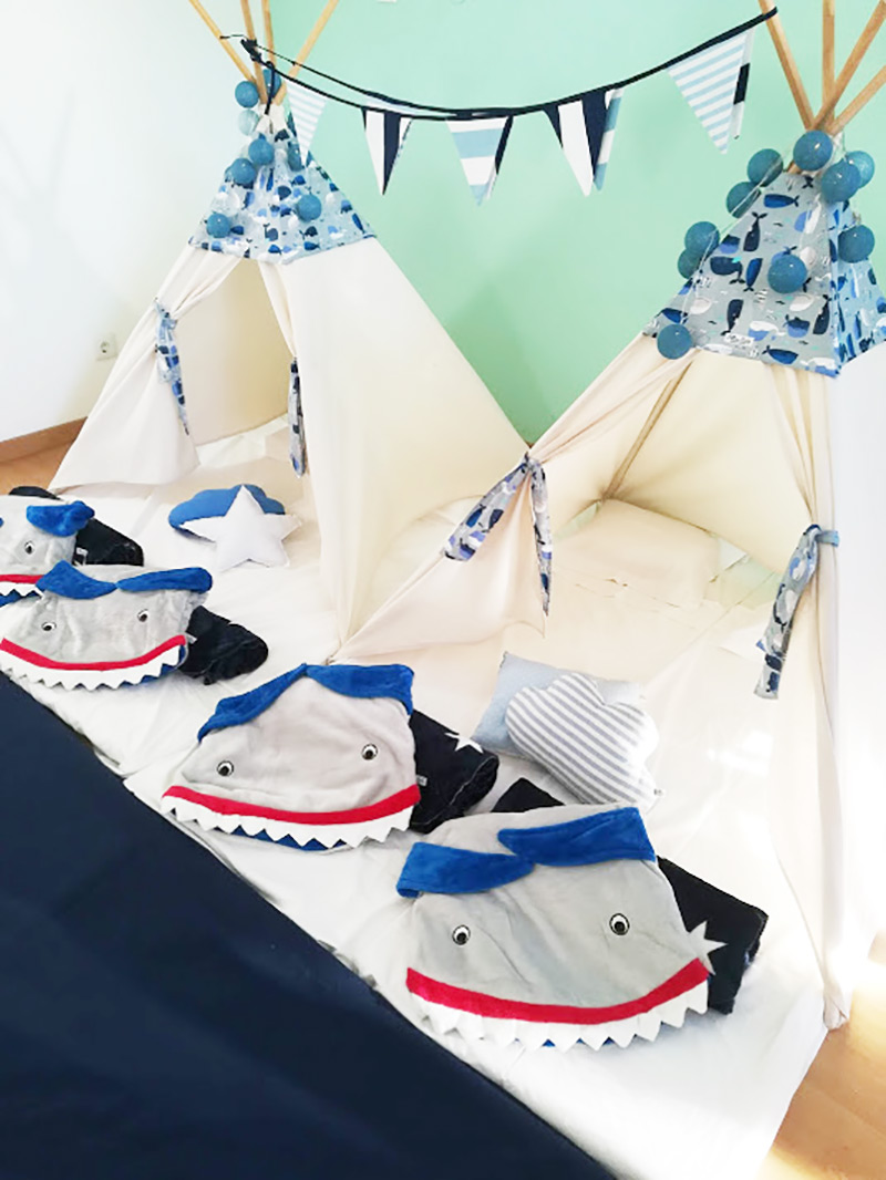 Tendas para festas do pijama - Tubarões/Mar